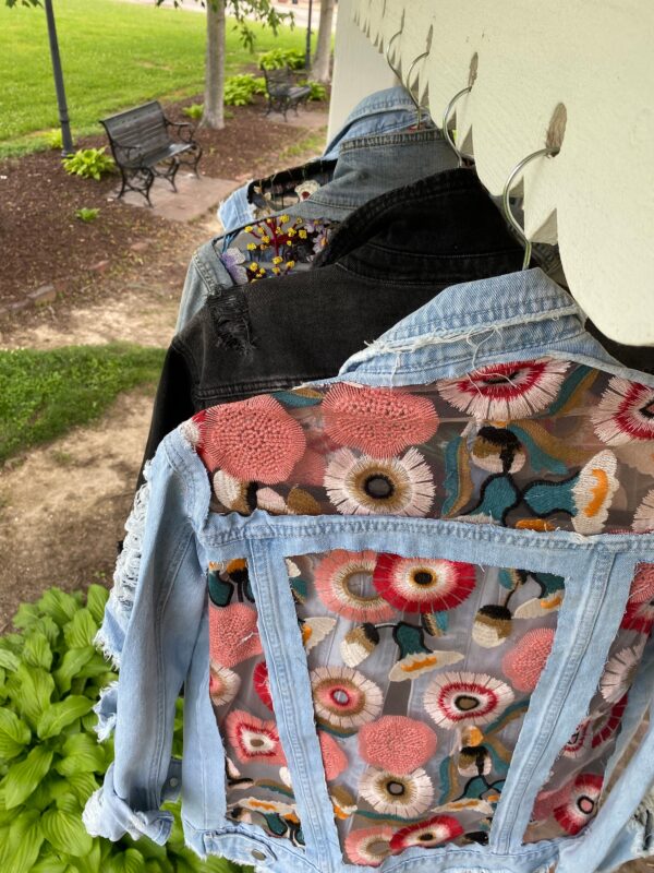 CUSTOM ORDER - Sheer Lace Floral Denim Jacket